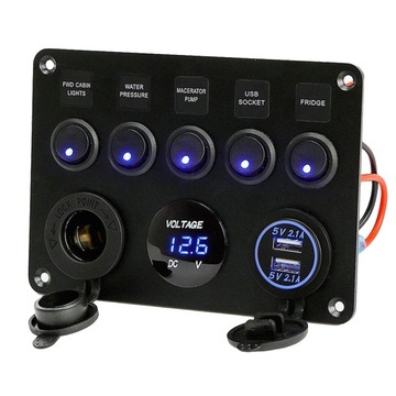 ŁADOWARKA PANELOWA, GNIAZDO ZAPALNICZKI, PANEL PRZEŁĄCZNIKÓW 2X USB 3.1A