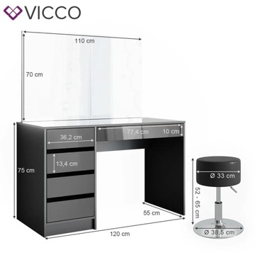 SHERRY ГЛЯНЦЕВЫЙ АНТРАЦИТОВЫЙ ТУДАРНЫЙ СТОЛИК С ТАБУРАТОМ VICCO