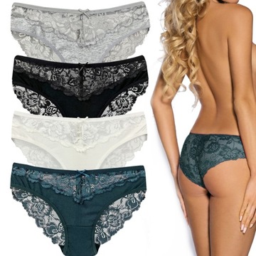 4x MAJTKI KORONKOWE Figi Bawełniane JAKOŚĆ - M/L