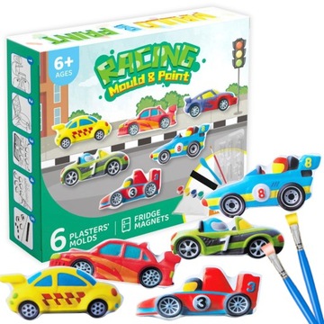 ZESTAW KREATYWNY MAGNES GIPSOWY DIY AUTKA MALOWANE FIGURKI 3D