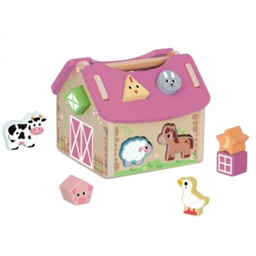 DREWNIANA STODOŁA SORTER ZE ZWIERZĘTAMI TOOKY TOY KSZTAŁTY UKŁADANKA SENSO