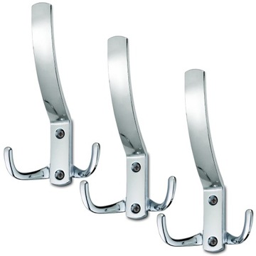 3x HACZYK NA UBRANIA WIESZAK NA UBRANIA ŚCIENNY WIESZAK MEBLOWY CHROM