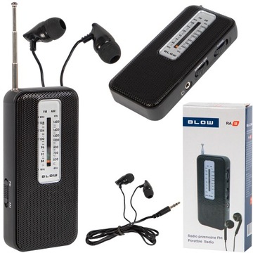 MINI RADIO PRZENOŚNE KUCHENNE BUDOWLANE FM AM NA BATERIE SŁUCHAWKI ANTENA