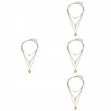 4 Sets Layered Necklace Surfer Necklace