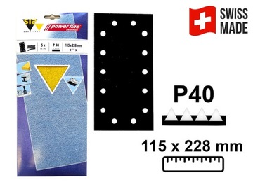 25szt TRWAŁY Papier ścierny arkusz 115x228mm P40
