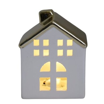 DOMEK DOM CERAMICZNY LED ŚWIECZNIK LAMPION FIGURKA CERAMICZNA NA PREZENT