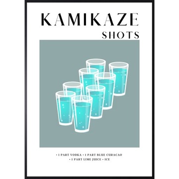 PLAKAT 50x70 PRZEPIS NA KAMIKAZE SHOTS SZOT KIELISZEK WÓDKI BAR PUB