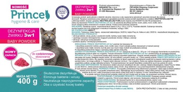 Prince Baby Powder Dezynfekcja żwirku kuwet 400g