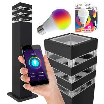 Lampa Ogrodowa LED 60cm stojąca + Żarówka RGB WiFi
