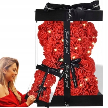 МИШКА С РОЗАМИ БОЛЬШОЙ ПОДАРОК ​​НА ЖЕНСКИЙ ДЕНЬ РОЗА РУЧНОЙ РАБОТЫ ВЕЧНАЯ РОЗА ЦВЕТОЧНАЯ КОРОБКА