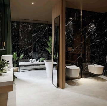 Płytki łazienkowe gres GAT.1 160x80 Marmo Morocco black poler czarny marmur