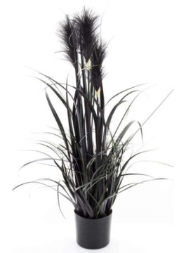 SZTUCZNA TRAWA DEKORACYJNA ROŚLINA W DONICZCE 80cm czarna