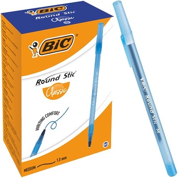 DŁUGOPIS ROUND STIC NIEBIESKI 1MM BIC 60 SZTUK OP