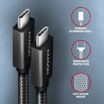 Кабель USB-C 3.2 Gen2 PD 100 Вт 5 А 4K в алюминиевой оплетке 1 м
