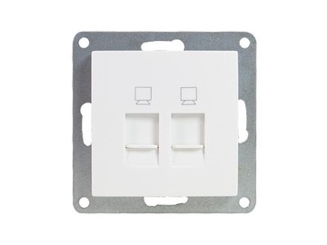 Gniazdo Gniazdko internetowe LAN podwójne RJ45 'Modern', białe, kat.5e