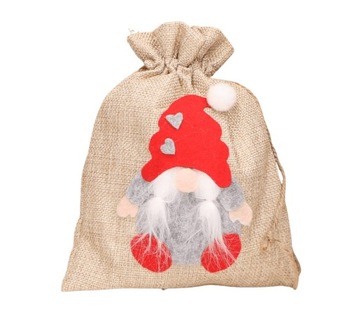 Woreczek jutowy z gnomem skrzatem 15x20cm