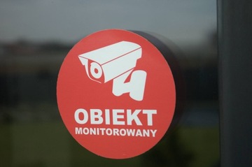 Naklejka monitoring OBIEKT MONITOROWANY 10cm RODO okrągła