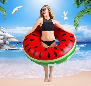 Надувной колесный арбуз для плавания матрас в бассейн пляж Большой 80 см.