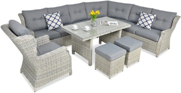 GARDEN CORNER кресло из техноротанга TRVENTO DINING GREY КОМПЛЕКТ МЕБЕЛИ
