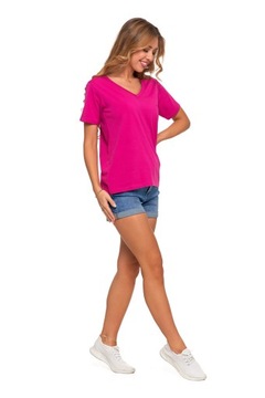 ЖЕНСКАЯ ФУТБОЛКА С КОРОТКИМ РУКАВОМ, ИЗ ХЛОПКА ПРЕМИУМ С V-ОБРАЗНЫМ ВЫРЕЗОМ MORAJ S.3XL