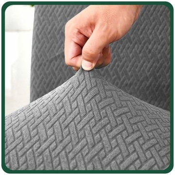 НАБОР ИЗ 6 ШТ. ЧЕХОЛЫ ДЛЯ СТУЛА СЕРЫЙ ЭЛАСТИЧНЫЙ ПЛОТНЫЙ ЖАККАРД