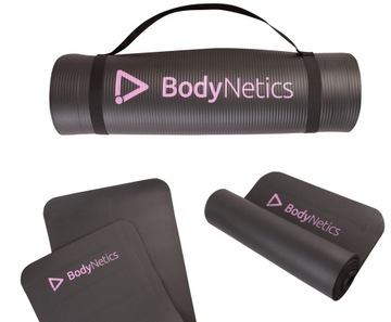 КОВРИК ДЛЯ ФИТНЕСА КОВРИК ДЛЯ ТРЕНИРОВОК ТОЛЩИНА 1 СМ ЧЕРНЫЙ + РОЗОВЫЙ