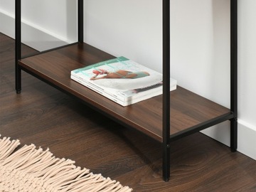 ДЕРЕВЯННАЯ НАСТЕННАЯ КОНСОЛЬ С ПОЛКАМИ ФРИДА ОРЕХ ЧЕРНАЯ МЕТАЛЛИЧЕСКАЯ ОСНОВА