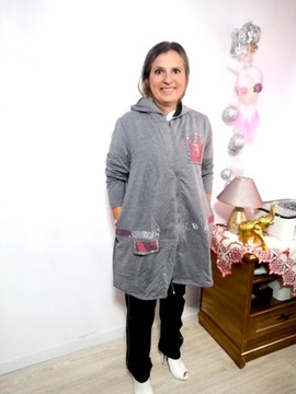 Wikiland 46 3XL Szara bluza Cyrkonie