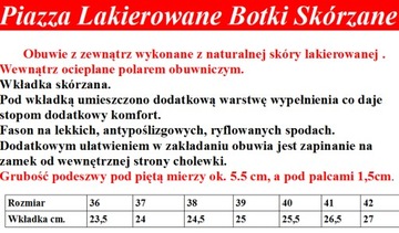 Piazza Botki Lakierowane Skórzane 962279 r. 36