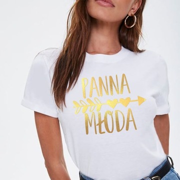 BIAŁA KOSZULKA PANNA MŁODA WIECZÓR PANIEŃSKI M