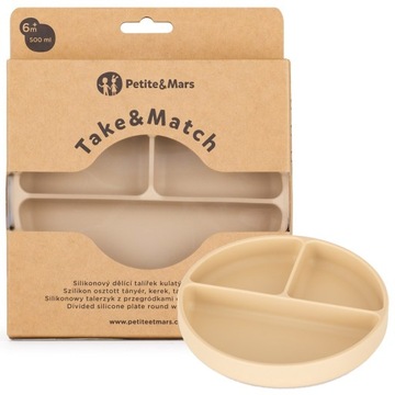 PETITE&MARS SILIKONOWY TALERZYK OKRĄGŁY Z PRZEGRÓDKAMI Z PRZYSSAWKĄ