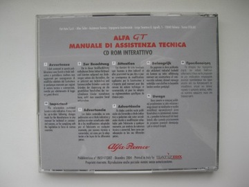Руководство по ремонту Alfa Romeo GT на компакт-диске Ремонт ALFA GT оригинал 12/2004
