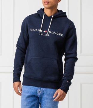 tommy hilfiger bluza meska z kapturem est 1985 granatowa bawełniana