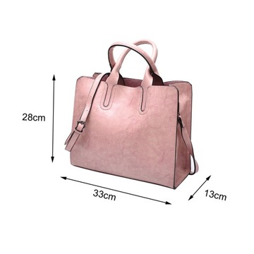 Modna damska skórzana torebka Tote Bag Damska torba na ramię Big Pink