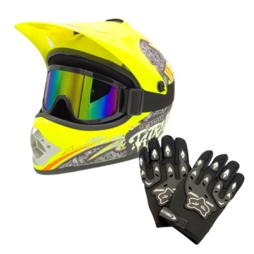 ДЕТСКИЙ ШЛЕМ ДЕТСКИЙ КРОСС-ЭНДУРО ВЕЛОСИПЕД ДЛЯ КРОССА QUAD LIGHT M ОЧКИ