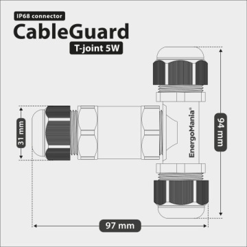 Тройная герметичная соединительная коробка для кабеля заземления IP68 Т-образное соединение 3 x2,5 мм