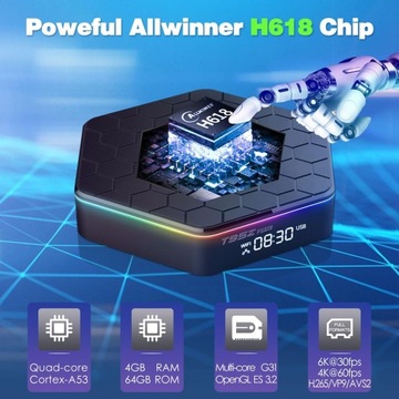 Android TV Box 12.0 2024 Android TV Box 4 ГБ ОЗУ 64 ГБ ПЗУ 6K Android TV Box