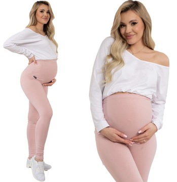 LEGGINSY CIĄŻOWE BAWEŁNIANE DŁUGIE GETRY Z PANELEM LEGINSY XXL