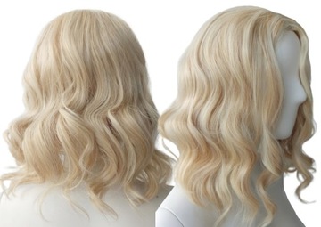Peruka pasemka jasny BLOND FALE do ramion bez grzywki jak naturalne
