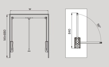 Pantograf wieszak opuszczany 45-60cm - Mocca
