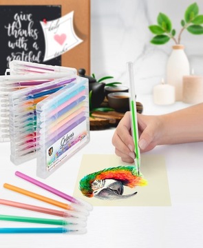 ГЕЛЕВЫЕ РУЧКИ С ЦВЕТНЫМИ БЛЕСКАМИ НАБОР РУЧОК 48 ШТ.