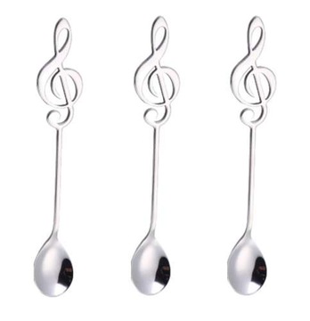 ŁYŻECZKI MUZYCZNE KLUCZ WIOLINOWY 3 SZT. SREBRNE