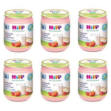 HiPP BIO Truskawki i maliny z jogurtem 6x160g