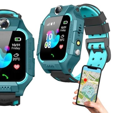 Smartwatch Dla Dzieci Q19 Lokalizator GPS Niebieski inteligentny zegarek