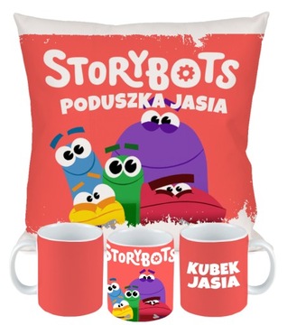 ZESTAW PODUSZKA KUBEK Mądroboty PREZENT + IMIĘ