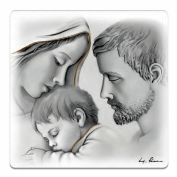 КАРТИНА НАРИСОВАННАЯ СЕПИЯ НА ДЕРЕВЕ СВЯТАЯ СЕМЬЯ СВАДЕБНЫЙ СУВЕНИР ГРАВЕР