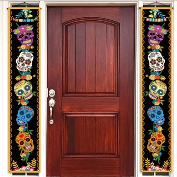 Halloween Decoration Hanging Door Curtain Banner Mexican Day Of The Dead
