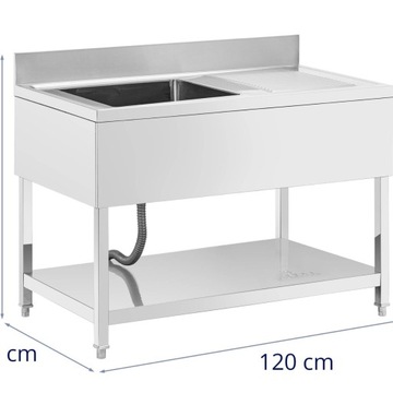Раковина для бассейна, одна чаша, с крылом, полкой и бортиком, левая, 120 x 70 x 97 см