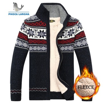 Мужской бархатный свитер с зимним узором, шерсть C