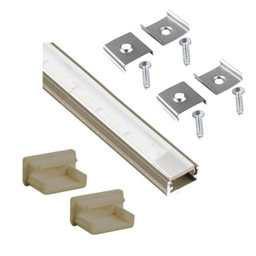 Profil LED Aluminiowy do Taśm 10mm Nawierzch Mleczny Klosz 2m Szampański
